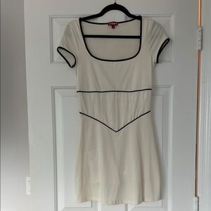 STAUD Ivory Tennis Dress with Black Accents